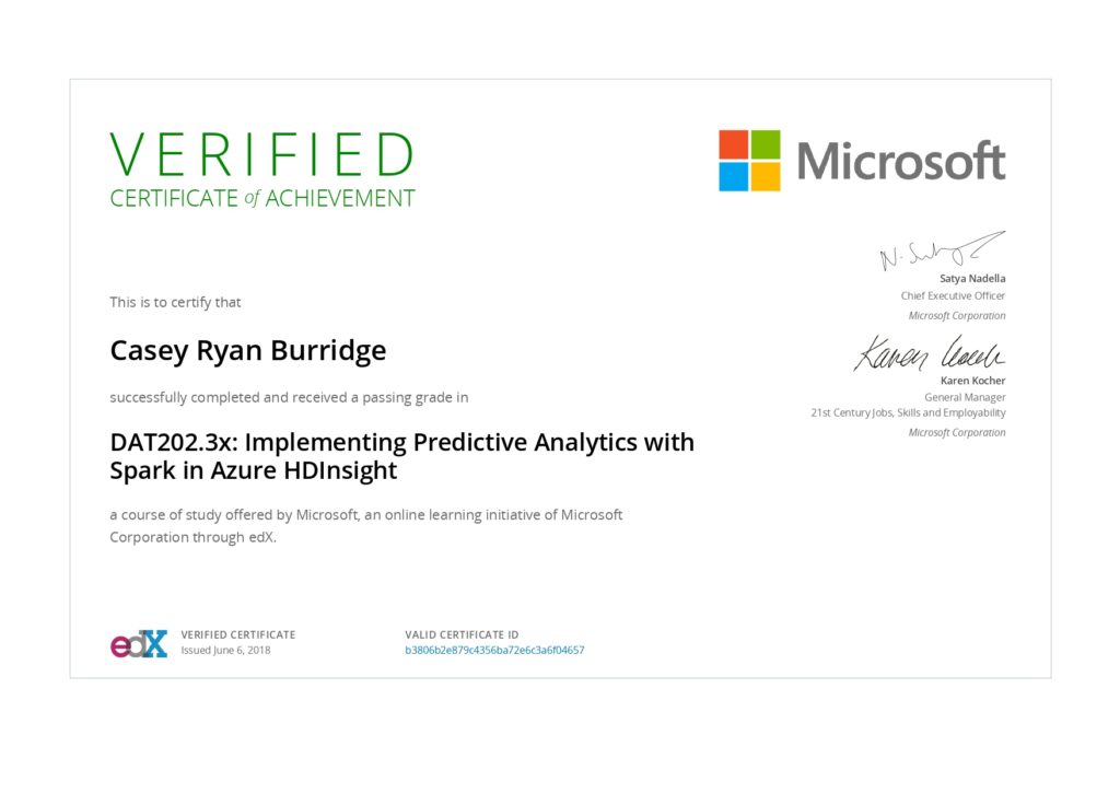 Microsoft DAT202.3x certificate
